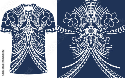 Polynesian Tribal T-Shirt Design with Floral and Geometric Motifs, Maori Inspired Traditional Tribal Ornamentation, Samoan Tribal Art Jersey Design, Sport t shirt template, jersey vector, minimal 