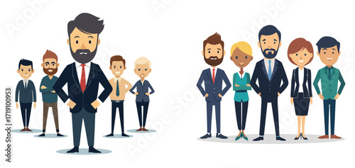Business Team Vector Illustration, Office People, Leadership Management and Corporate Teamwork Design