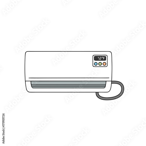 Air conditioner illustration, flat design, natural colors, isolated on white background 