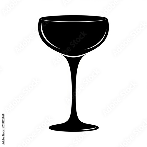 Vector art of black silhouette of a coupe cocktail glass