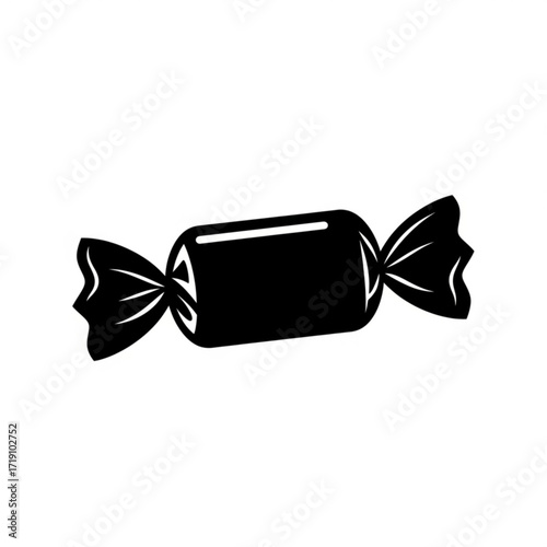 Vector art of black silhouette of a wrapped candy