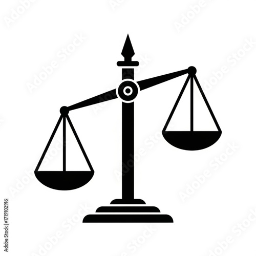 Vector art of black silhouette of a justice scale