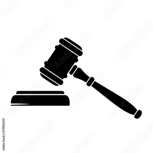 Vector art of black gavel and sounding block