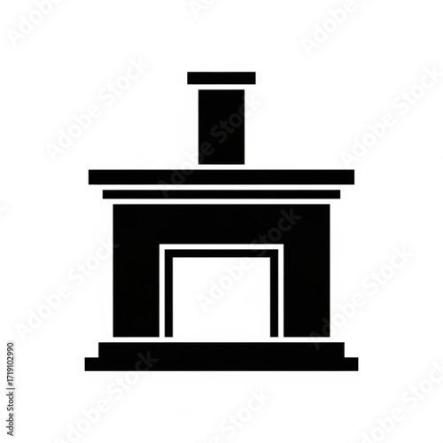 Vector art of black silhouette of a fireplace with a chimney