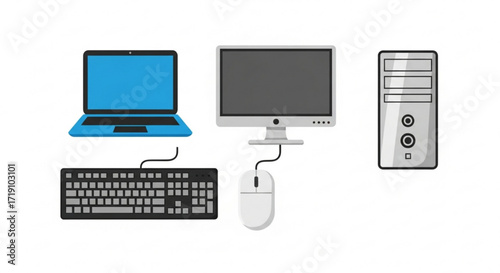 Computer hardware icon set for digital use and graphic design projects