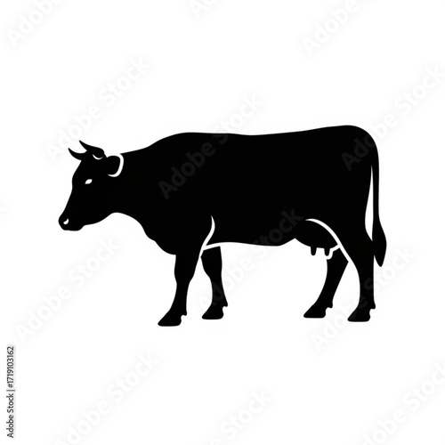 Vector art of black silhouette of a cow