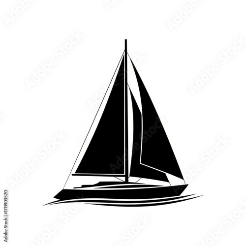 Vector art of black silhouette of a sailboat