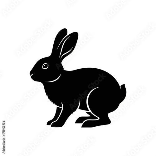 Vector art of black rabbit silhouette