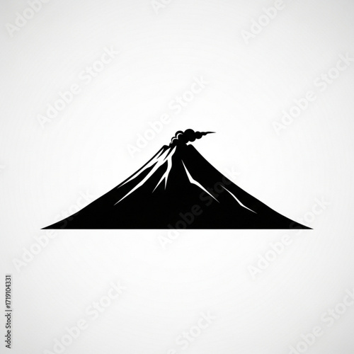 Vector art of black silhouette of a smoking volcano mountain