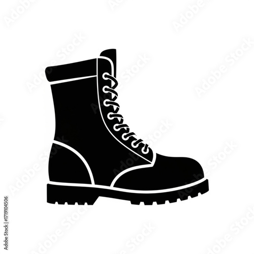 Vector art of black combat boot