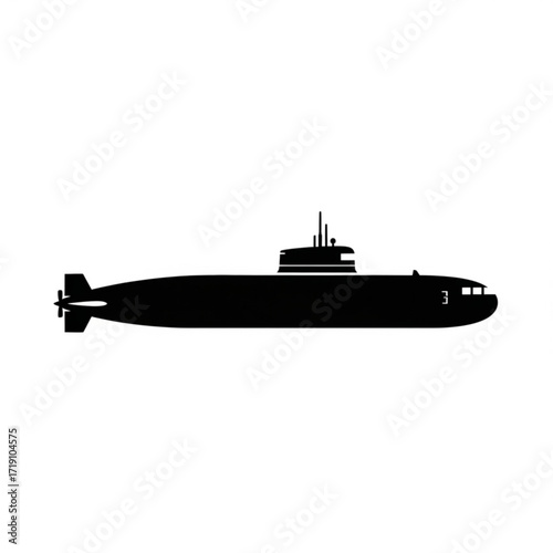 Vector art of black silhouette of a submarine