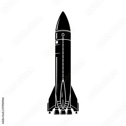 Vector art of black silhouette of a rocket