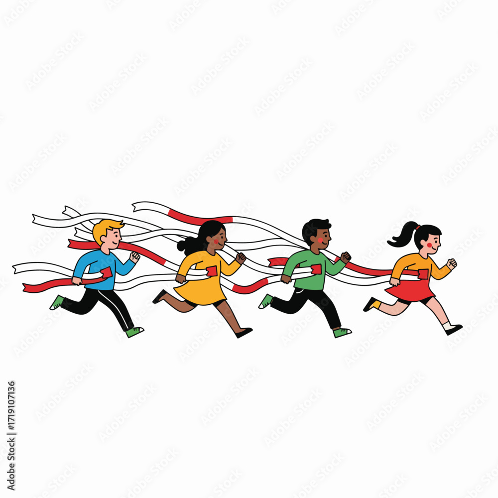 Fototapeta premium Children Racing Towards the Finish Line with Determination and Speed