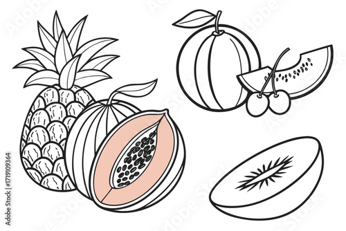 A fresh set of colorful fruit and vegetable icons