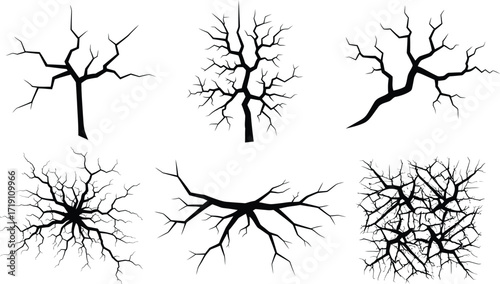Vector cracks collection isolated on white background cracked wall editable vector