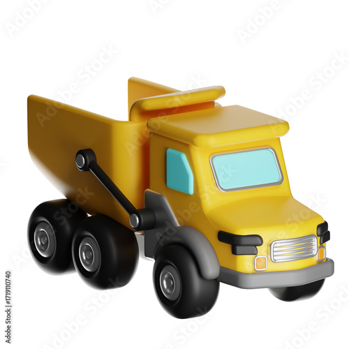 Yellow toy dump truck for construction work
