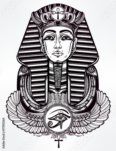 Elegant Pharaoh Portrait, Black & White