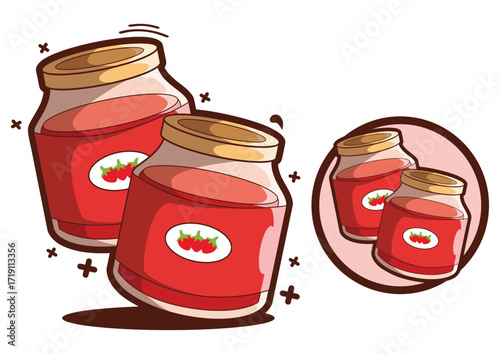 Tomato Sauce in Jar Cartoon Vector Illustration