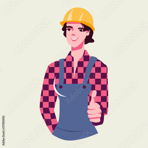 Confident Female Construction Worker Thumbs Up