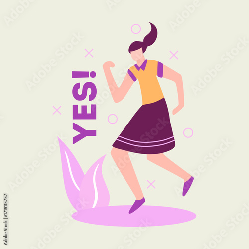 Excited Woman Jumping for Joy with Positive Expression