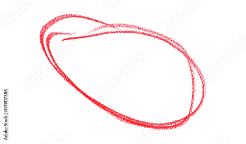 Hand drawn red pencil lines, circles, stripes and squiggly lines on transparent background.