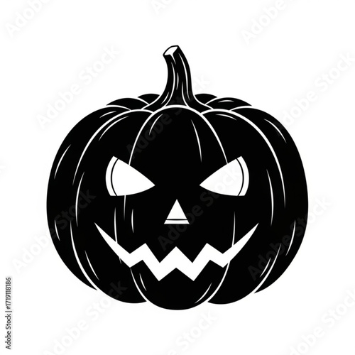 Scary halloween jack o lantern silhouette isolated on white background
