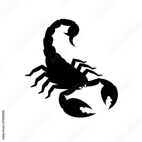 Black scorpion silhouette isolated on white background