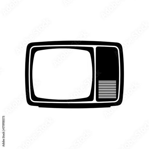 Retro television silhouette isolated on white background
