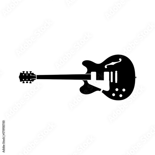 Electric guitar silhouette isolated on white background