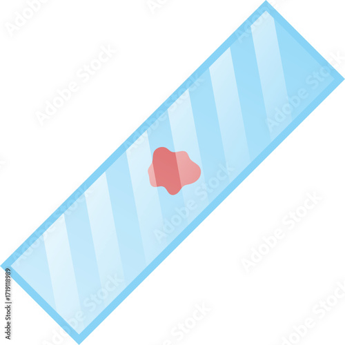 Blood Sample on Microscope Slide Flat Illustration. Clean Icon Design Element on Isolated White Background