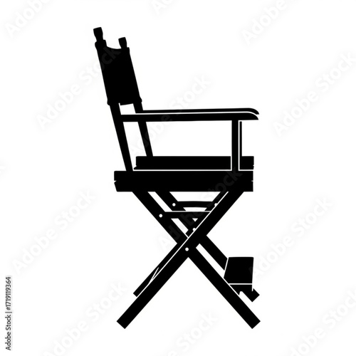 Director s chair silhouette isolated on white background