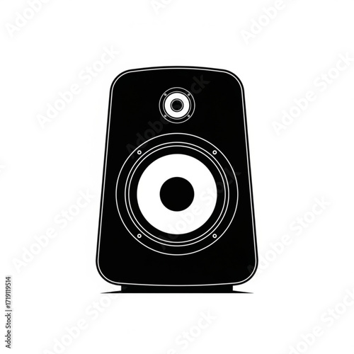 Black silhouette of a speaker isolated on white background