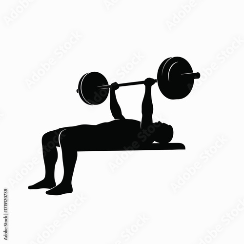 Man performing a bench press exercise with a barbell for strength training