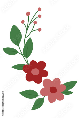 Red Flower and Green Leaf Decoration