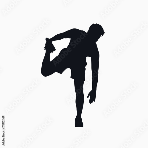 Silhouette of a Person Performing a Quadriceps Stretch to Improve Flexibility and Recovery