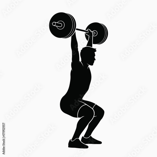 Athlete Performing Overhead Squat Strength Training Exercise