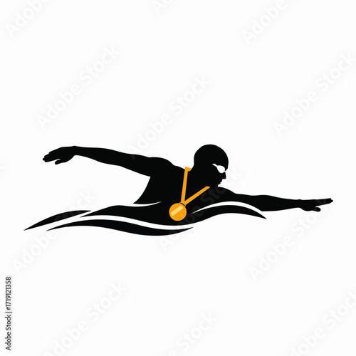 Olympic Swimmer Wins Gold Medal in Competitive Swimming Event