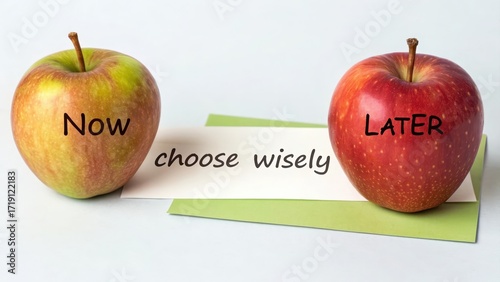 Apples Symbolizing Choices Between Now and Later for Decision Making