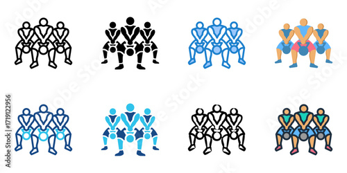 Group Fitness Classes icon set multiple style collection 
