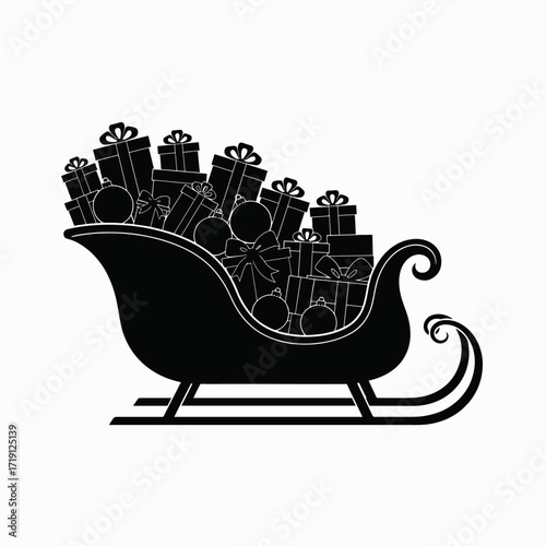 A Sleigh Overflowing with Gifts and Ornaments Ready for Delivery During the Holiday Season