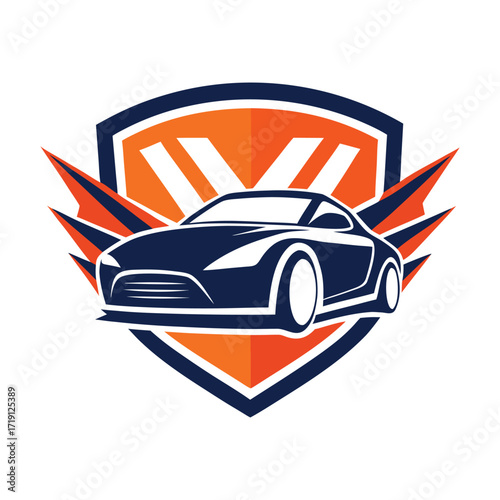 Stylish Sport Car Logo with Shield and Wings, car logo , car logo vector