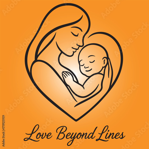 Mother and baby heart logo symbolizing eternal love