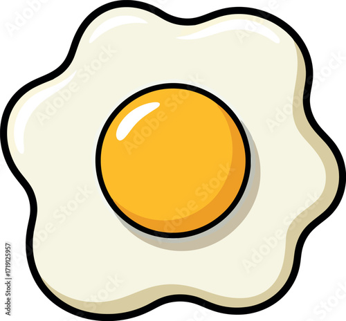 Sunny side up egg illustration delicious breakfast food art vector