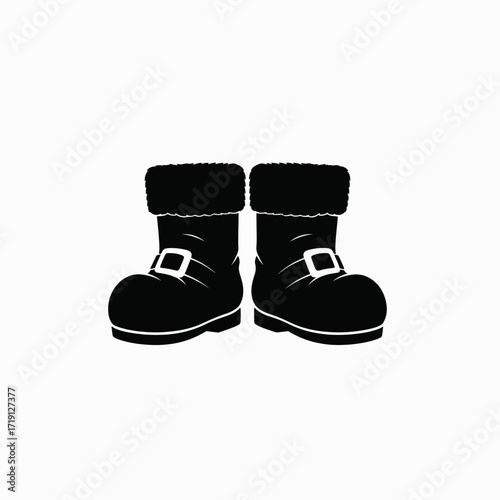Pair of Festive Black Boots with Buckle Accents for Holiday Cheer