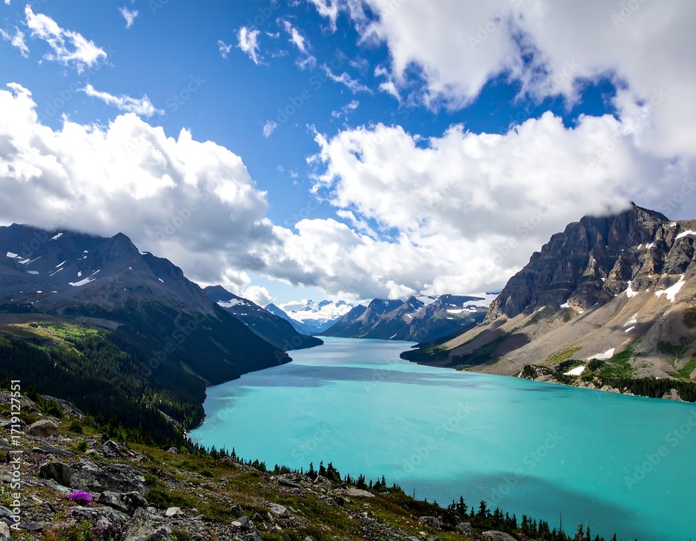 Naklejka premium Majestic mountain lake vista