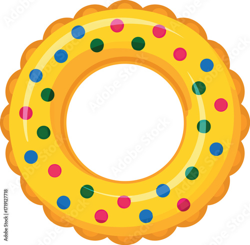 Summer fun yellow inflatable pool ring with colorful polka dots vector