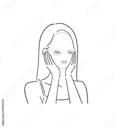 フェイスパックをつけている女性のイラスト素材