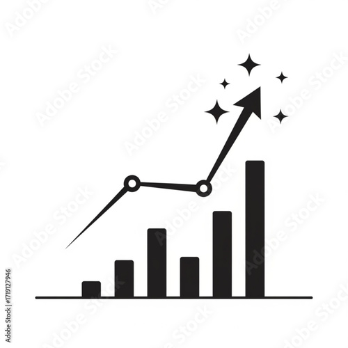 Dynamic business growth silhouette showing upward trend and success, perfect for presentations and marketing materials, financial growth and prosperity