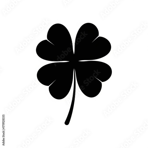 Stunning four-leaf clover silhouette symbolizing luck and fortune, perfect for St. Patrick's Day designs and celebrations with good fortune vibes.