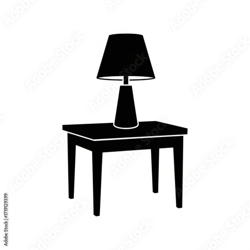 Silhouette of a table lamp on a table